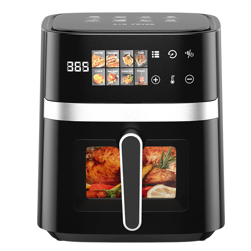5.5L Air Fryer 1350W Oil-Free Viewing Window 8 Presets
