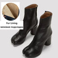 Leather Tabi Boots – Split Toe Chunky Heel Ankle