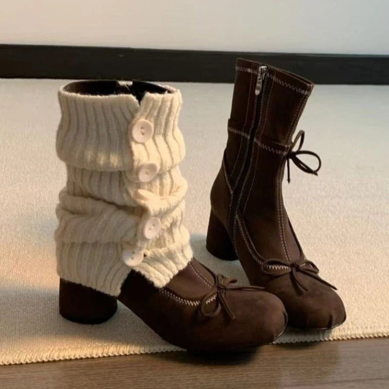 Bow Mary Jane Chelsea Ankle Boots – Square Heel