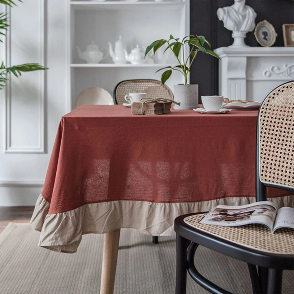 RUFFLE COTTON TABLECLOTH - 8 Colors, 14 Sizes - Gathered Tables