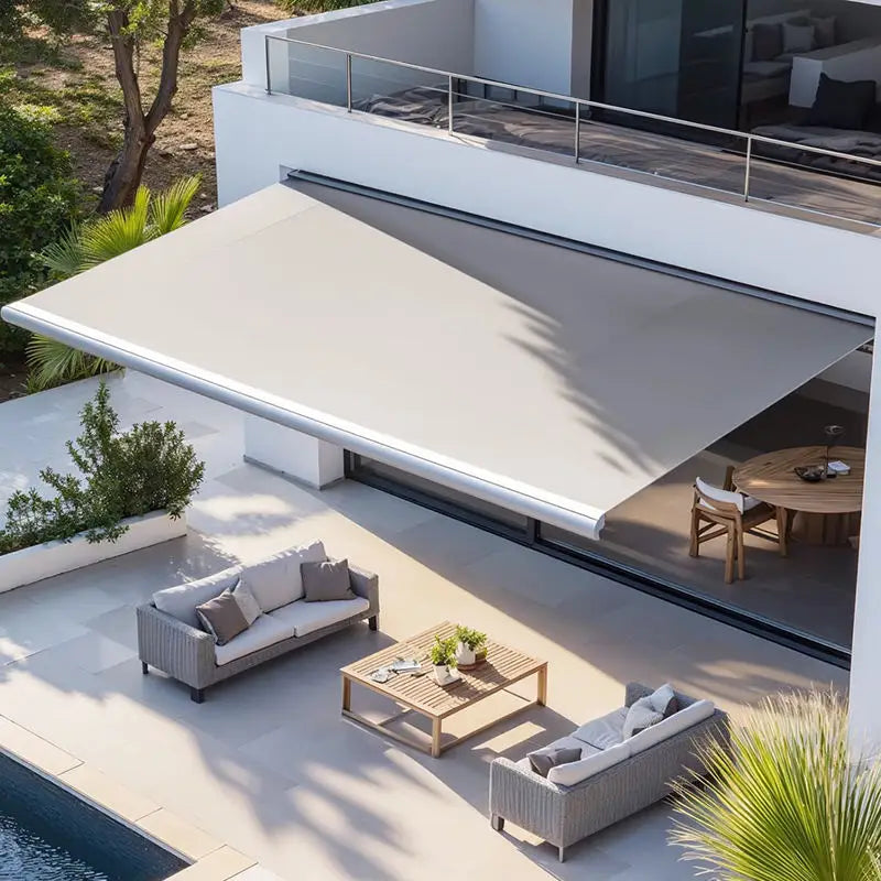 ELECTRIC AWNING - Custom Size & Color, UV-Resistant Acrylic - Outdoor Shade