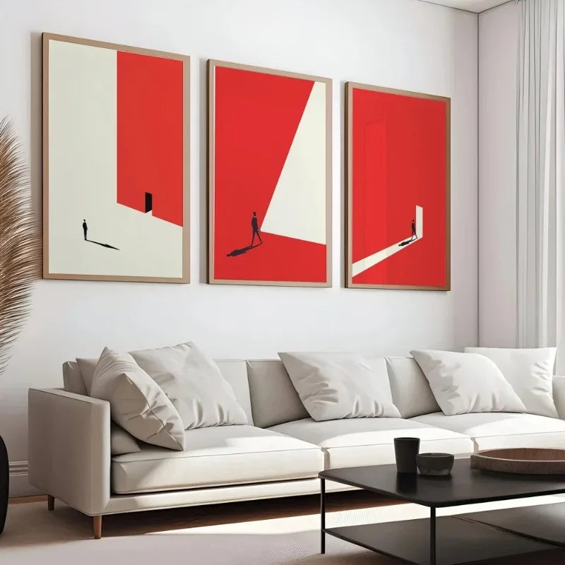 Bauhaus Red Geometry Wall Art - abstract print - modern decor