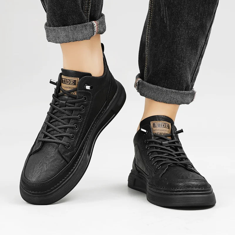 BRIT STEP - Men's Breathable Casual Leather Shoes - Handmade Platform