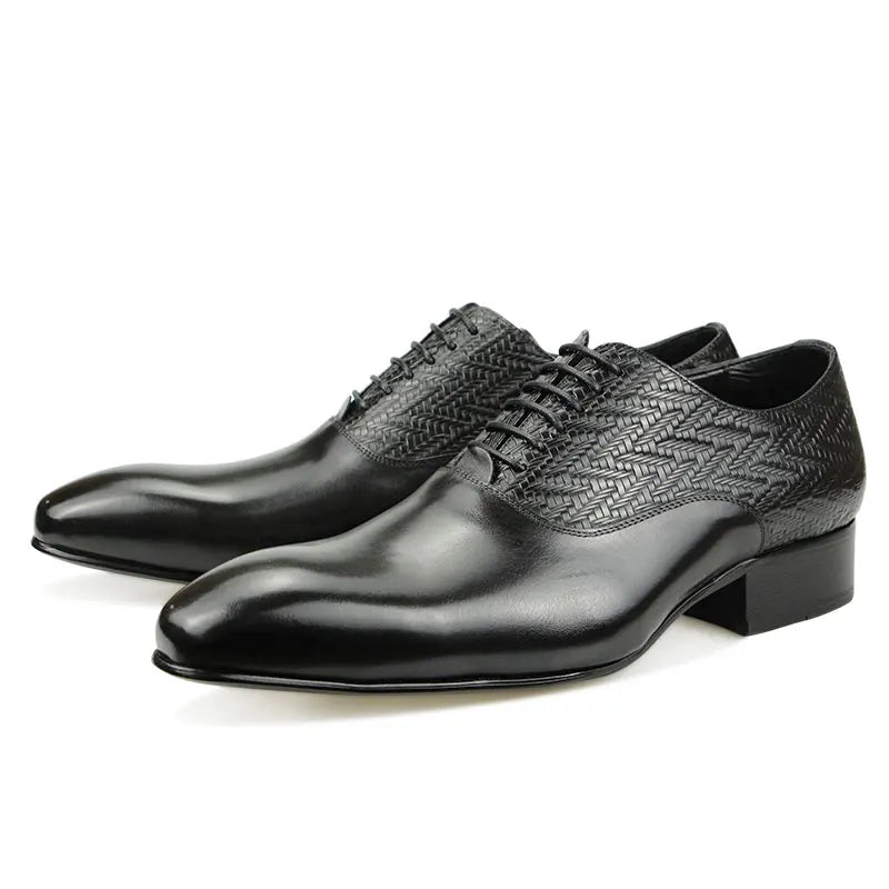 FORMAL OXFORD DRESS SHOES - Men's Genuine Cow Leather Lace-Up - Office, Wedding, Business