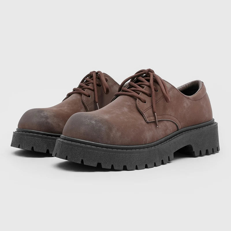 RISE UP - Men's Retro Platform High-Top Derby Shoes - Height Boosting Workwear Leather