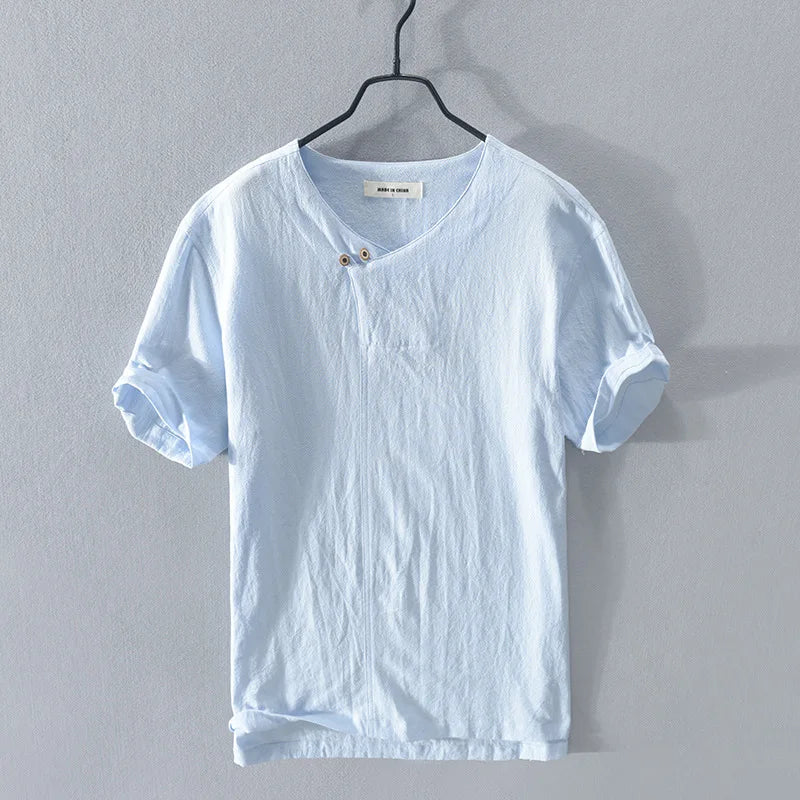 COTTON LINEN TEE TS-834 - Short Sleeve, O-Neck - Effortless Days