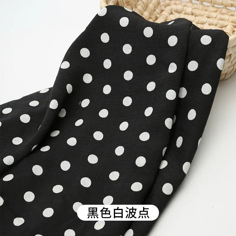 0.5m/1m/2m Imitation Cotton Polka Dot Printing Fabric for Summer Dresses Home Wear Pajamas Hair Accessories DIY Sewing Fabrics