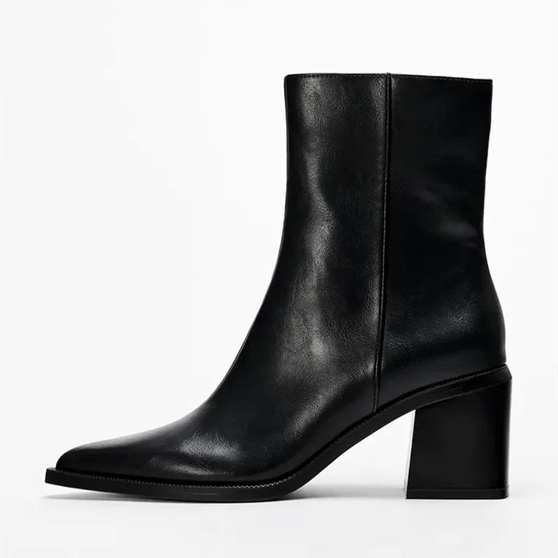 Chelsea Boots – Chunky Heel Pointed Toe Side Zip