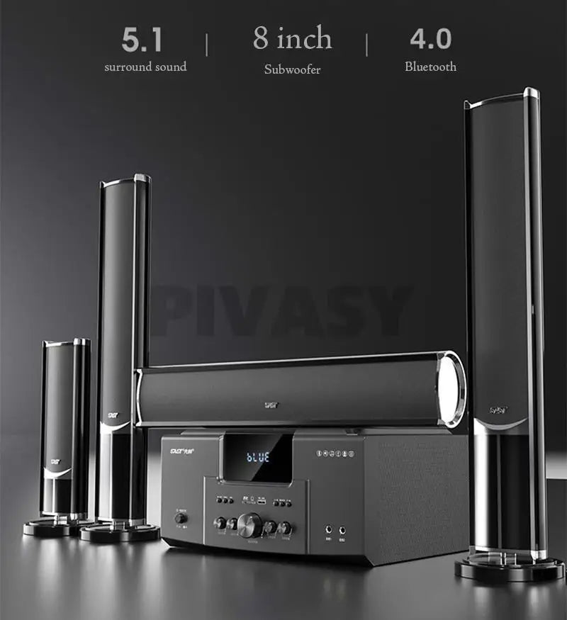 160W Home Theater 5.1 – Bluetooth Speaker 8 Inch Subwoofer Karaoke TV