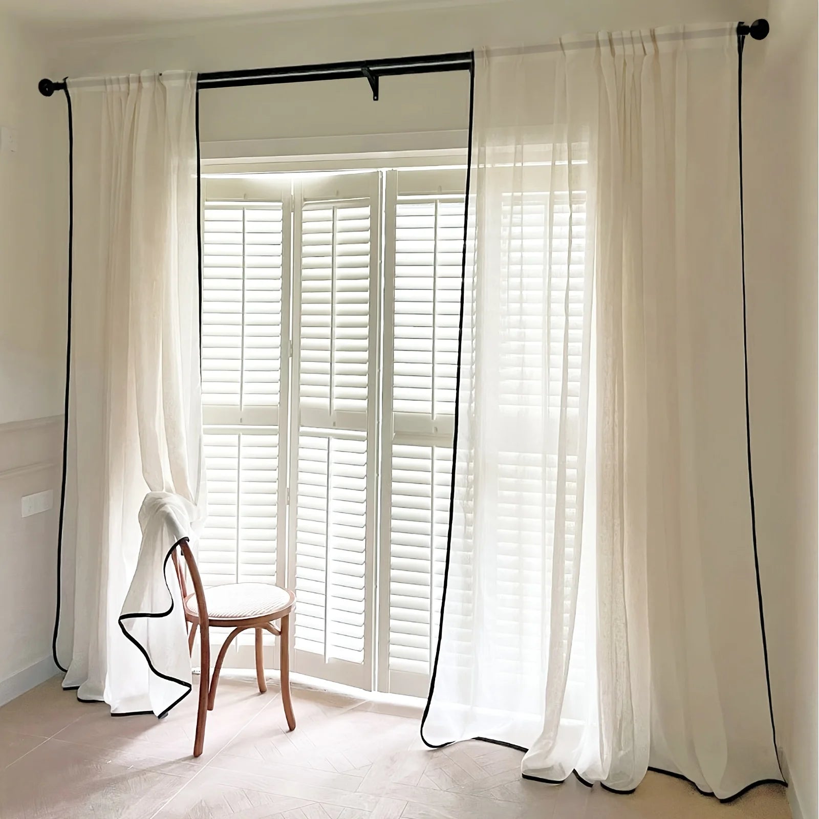 PLAIN LINEN SHEER CURTAIN - Semi-Transparent, Multi-Size & Heading - Light Rooms
