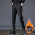 VELVET EDGE - Men's Fleece-Lined Slim Stretch Pants - Business Casual Winter Trousers