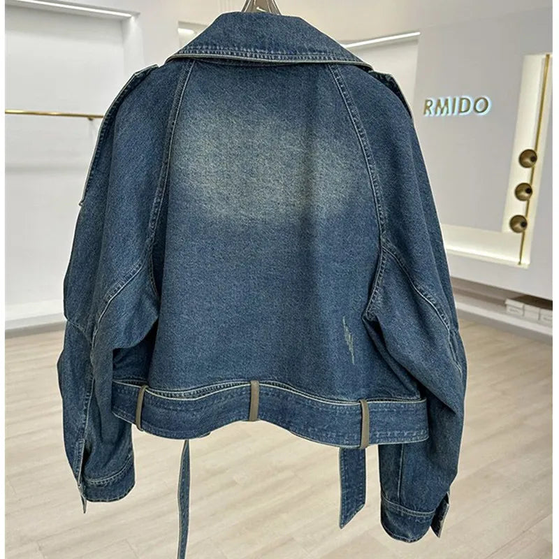 Patchwork Short Denim Jacket - Moto Style