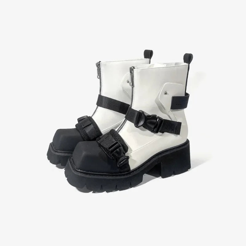 Square Toe Chelsea Motorcycle Boots – Super High Heel