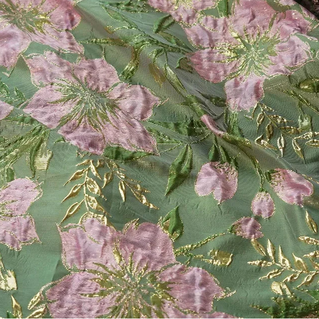Gold Jacquard Fabric – Floral Brocade by the Meter
