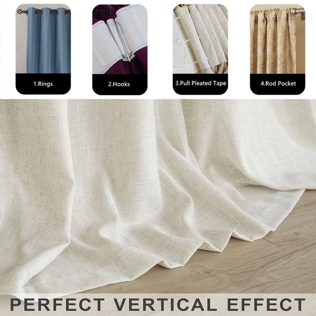 310CM Height Custom Made Sheer Curtain Modern Bedroom Living Room Tulle Curtains Faux Linen For Window Curtain Drapes