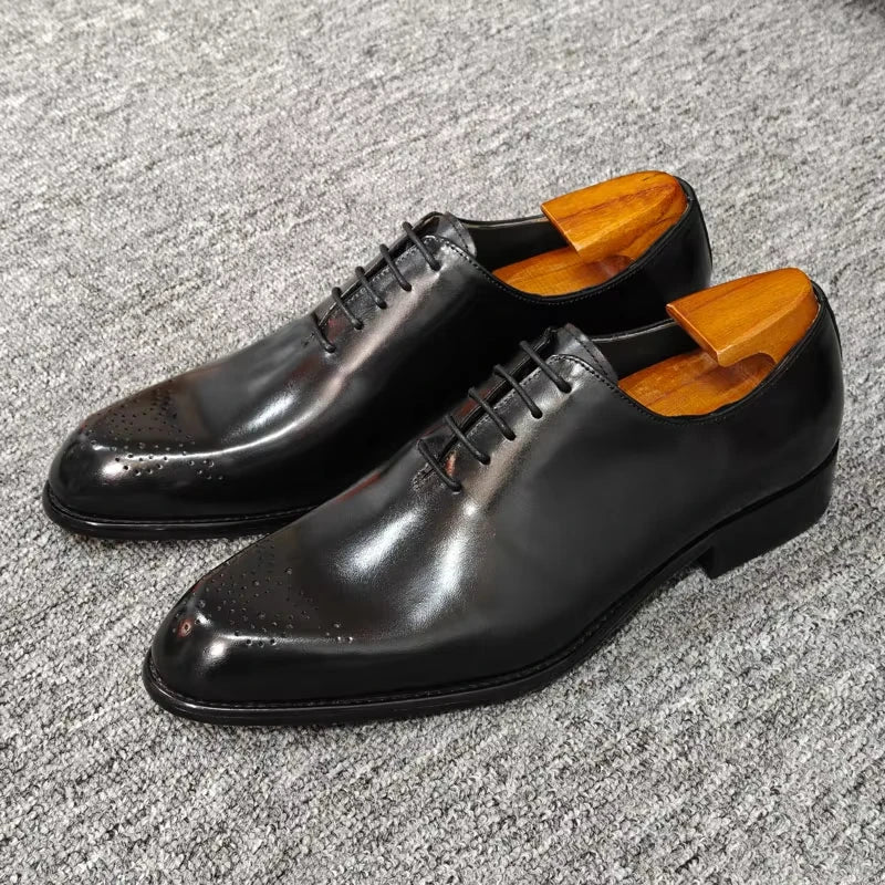 OXFORD NOIR - Men's Luxury Cow Leather Dress Shoes - Handmade Loafers