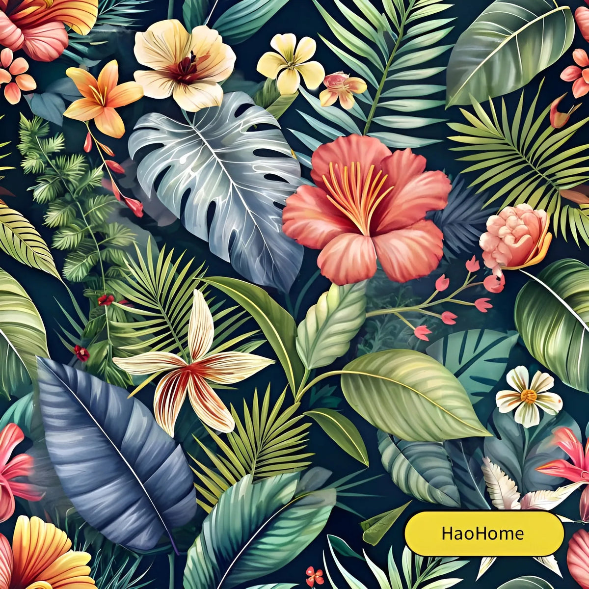 TROPICAL PALM LEAF WALLPAPER - Peel & Stick PVC - Boho Wall Decor