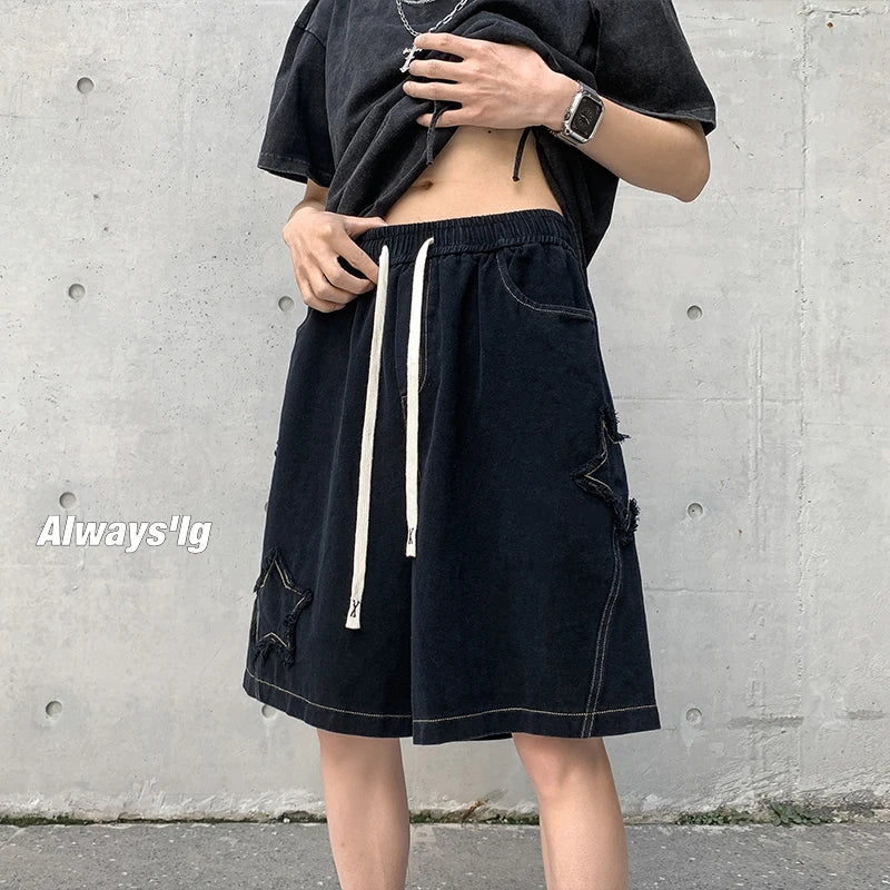 2024 Summer Shorts Men Loose Vintage Denim Basic Simple Hot Sale High Waist Leisure Ulzzang Streetwear Shorts