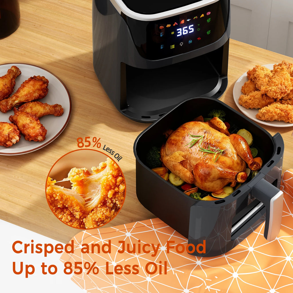 Oil-Free Air Fryer 7L – 1500W 200°C Viewing Window LED Touch Screen 8 Presets