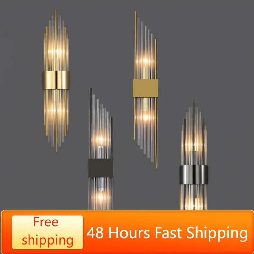 Crystal LED Wall Sconce – Black/Gold, 2 Styles, S/L