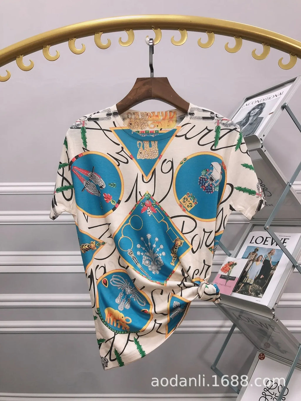 2025 Cartoon Printed T Shirts Women Clothes Vintage Style Casual Horse Pattern Female Short Sleeve Summer Tops Женская Одежда
