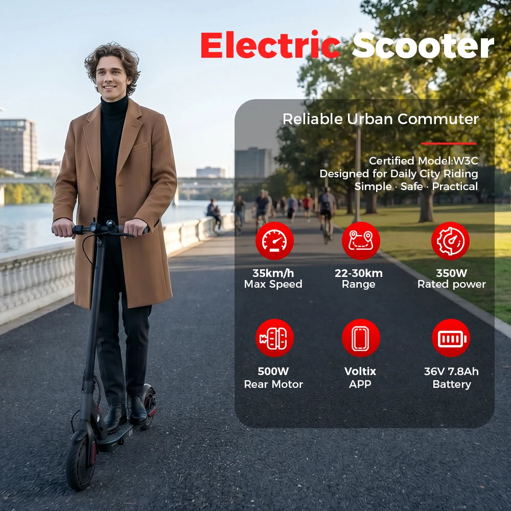 W3C ELECTRIC SCOOTER - 500W, 30 KM Range - Smart City Rides