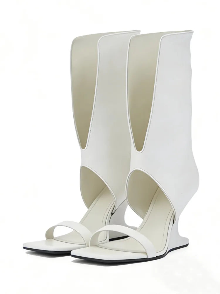 Summer New Square Toed Women's Sandals with Exposed Toes, Fashionable Fashion Show, Thick High Heels, Midsole Women's Cool Boots