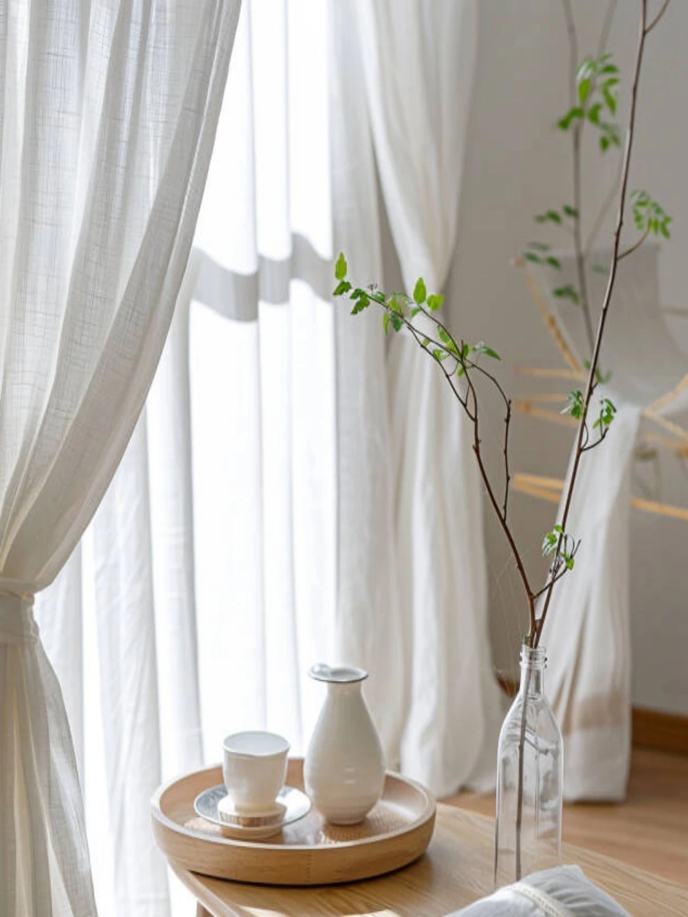 WARM WHITE SHEER CURTAINS - Linen Look, Multi-Size - Soft Natural Light