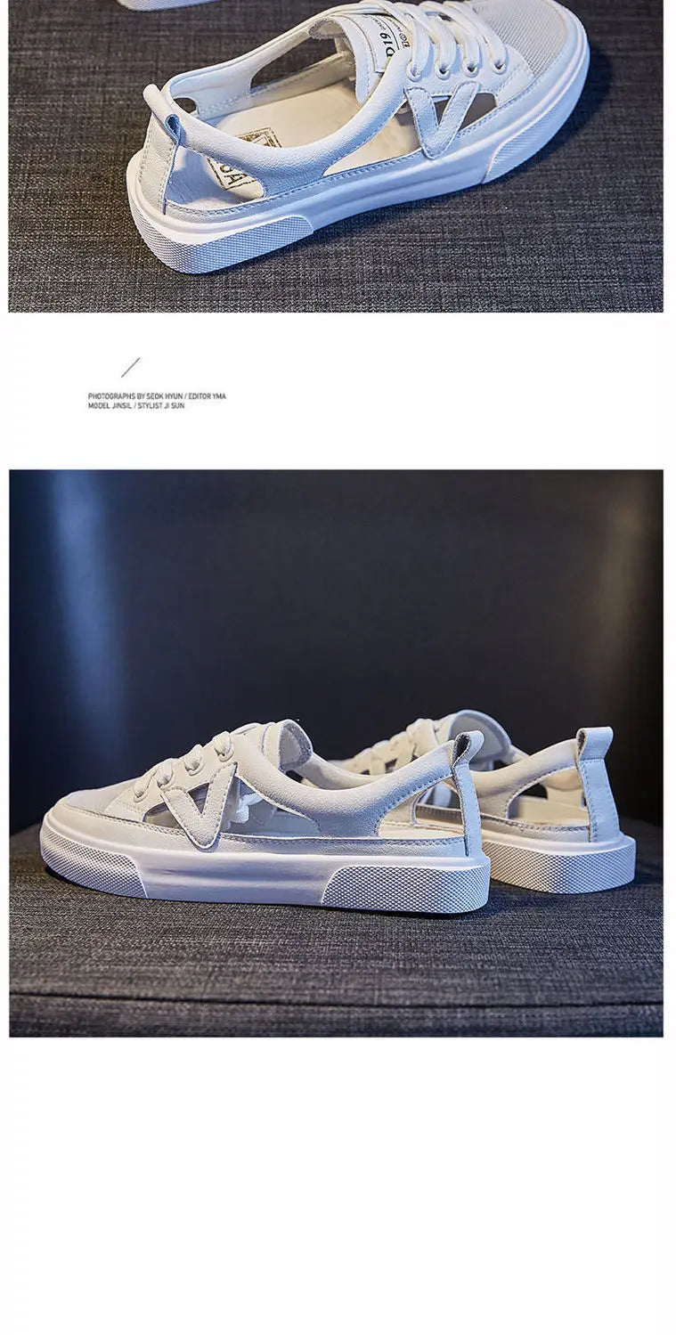 Real Soft Leather Bag Head Sports Sandals Women's Outer Wear New Summer Student All-match Flat Casual White Shoes Woman