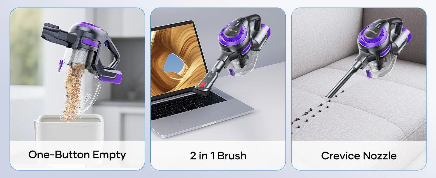 Laresar V10 Lite Cordless Vacuum Cleaner – 38000Pa Strong Suction, 45 Min Runtime