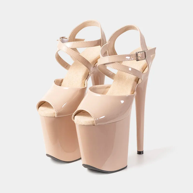 8-inch Sexy Super High Heels Transparent Crystal Wedding Pole Dance Shoes 20CM Stiletto Waterproof Platform Sandals Summer