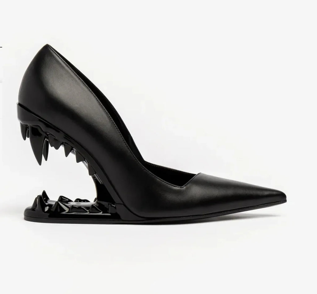 2026 Summer New Metal Tiger Teeth Single Shoes, High Heels, Fashion Show, Women's Wear, Size 44 Women's Sandals