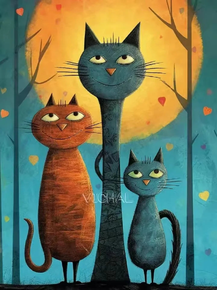 Colorful Cat Canvas Print - Frameless Rainbow - Playful Pop