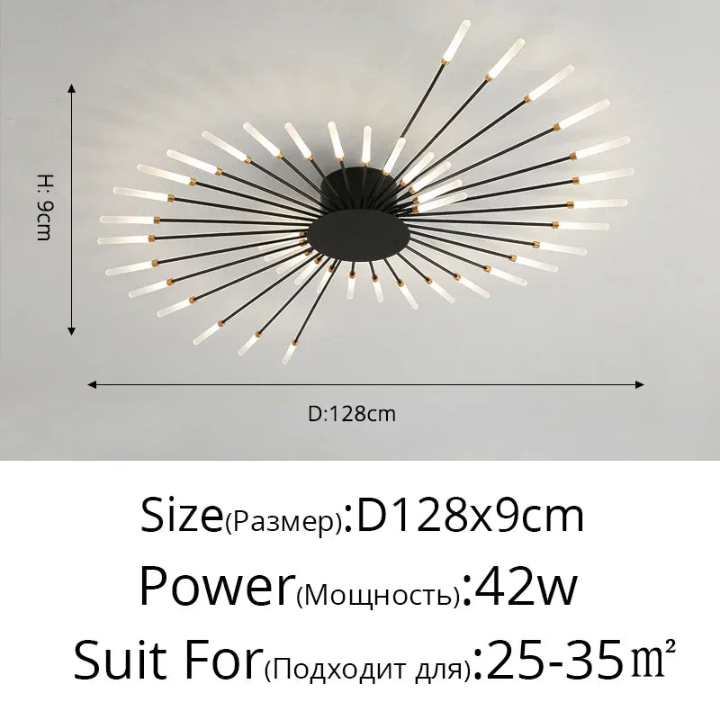 Modern LED Ceiling Chandelier – Black/Gold, 12–42 Heads, Dimmable