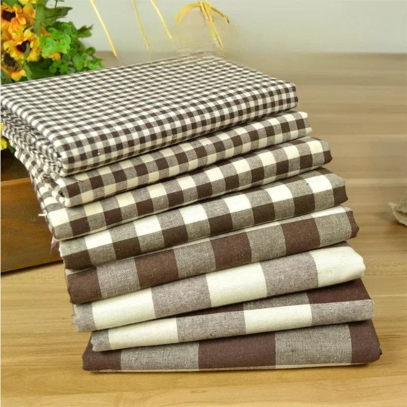 YARN-DYED COTTON PLAID FABRIC - Combed Weave, 145cm Wide - Warm Textures