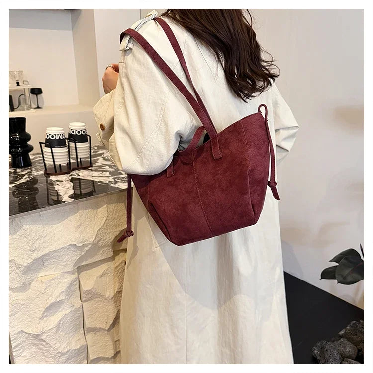 Light Luxury Solid PU Hasp Shoulder Bag for Women Commuting Frosted Leather Handbag 2026 Hot Sale Large Capacity Niche Tote Bags