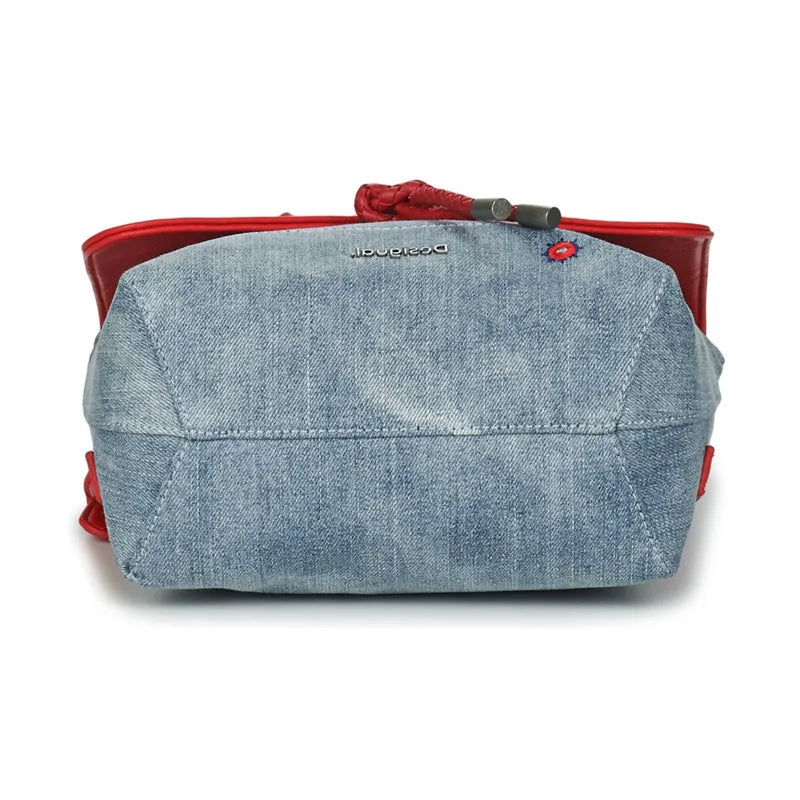 Embroidered Flap Denim Backpack