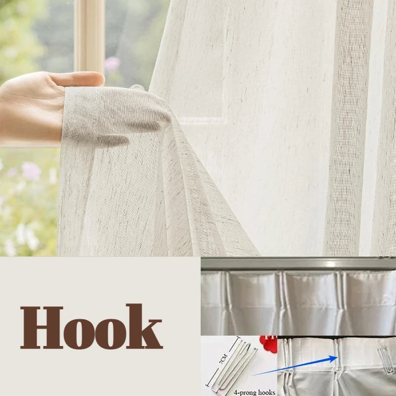 LINEN TEXTURED SHEER CURTAINS - 200gsm, 5 Headings, 25 Sizes - Calm Rooms