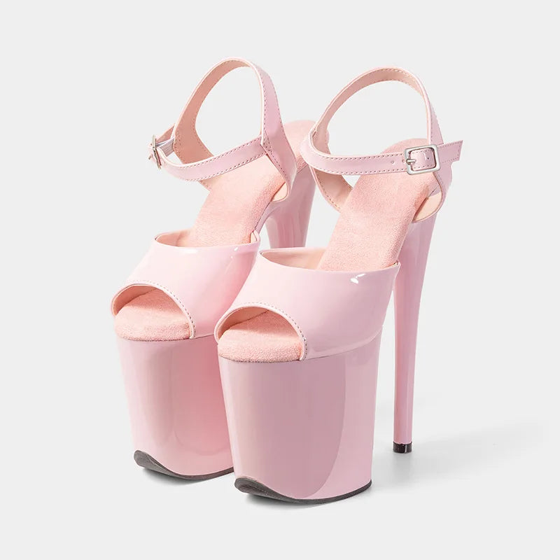 8-inch Sexy Super High Heels Transparent Crystal Wedding Pole Dance Shoes 20CM Stiletto Waterproof Platform Sandals Summer