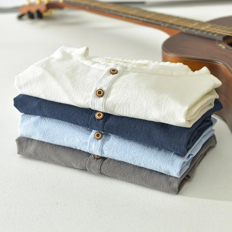 COTTON LINEN TEE TS-832 - Wrinkle Texture, Short Sleeve - Lived-In Look