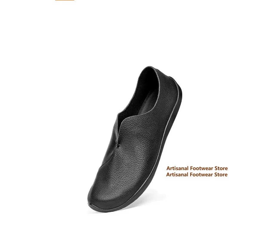 FLAT BLACK - Soft Sole Slip-On Loafers - Classic Silhouette, All-Day Ease