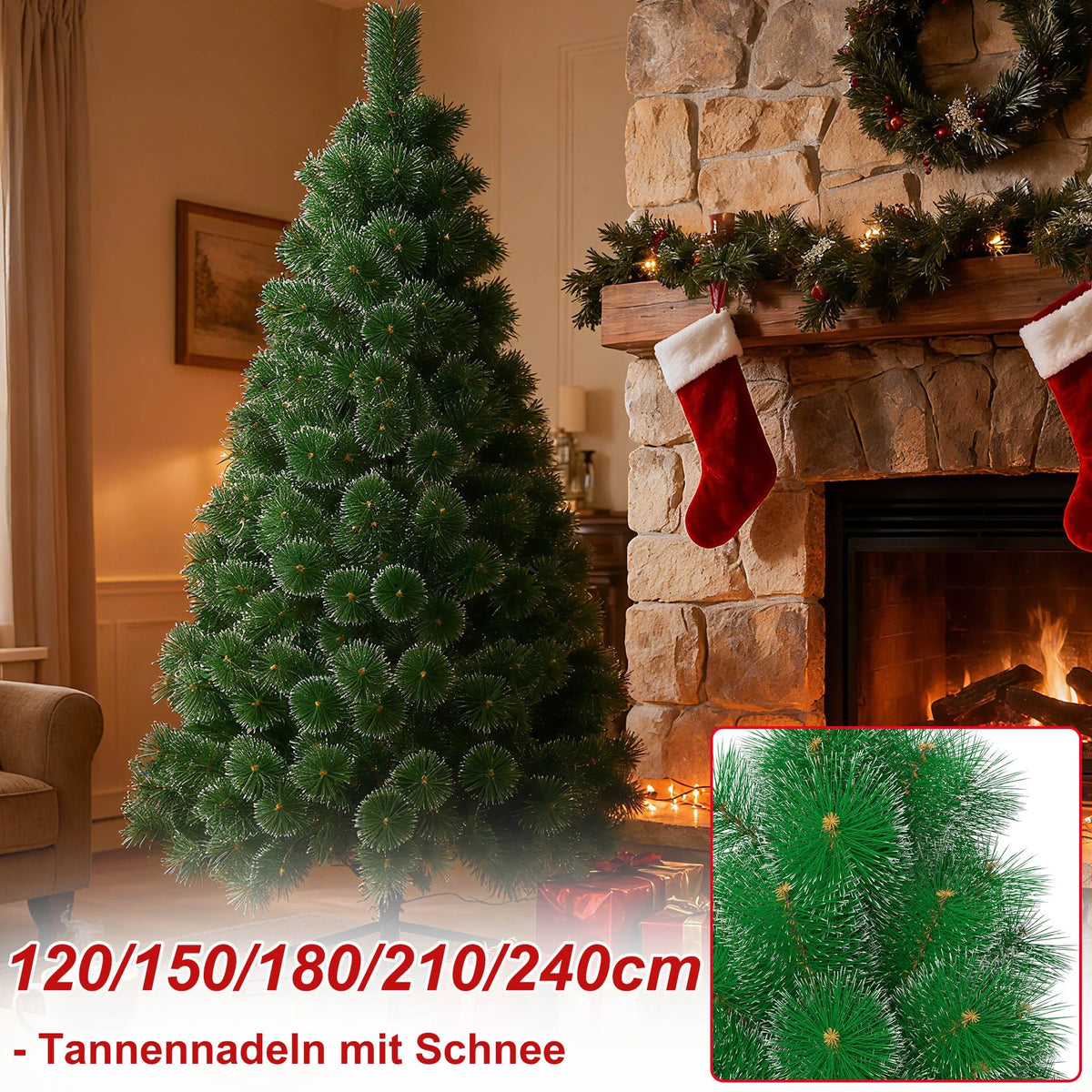 Snow-Edged Artificial Christmas Tree - 1.2–2.4 m - Winter White