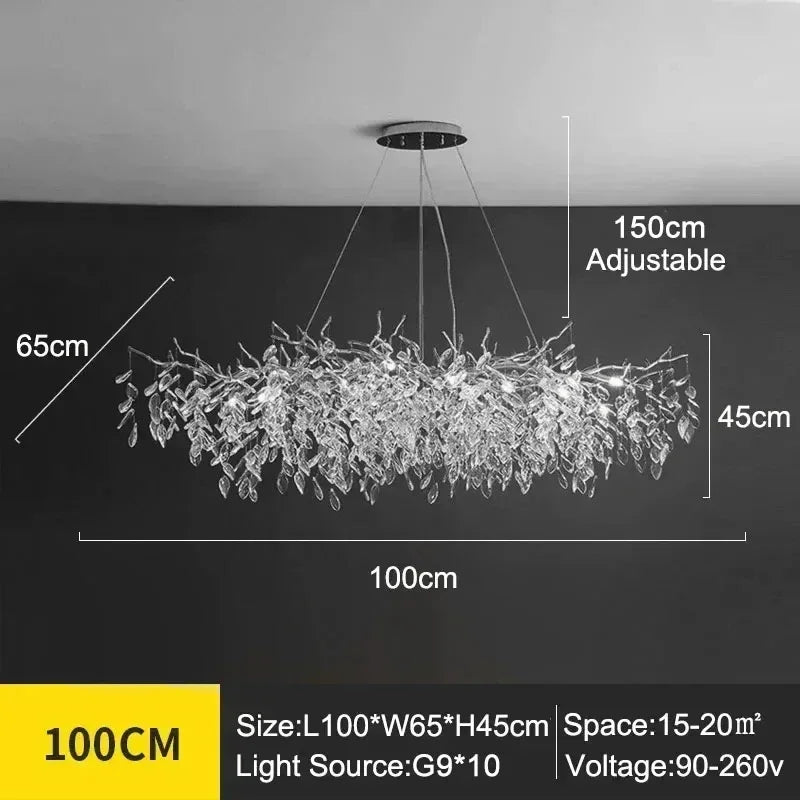 Luxury Crystal LED Chandelier – Round & Linear, Gold/Silver, Multiple Sizes