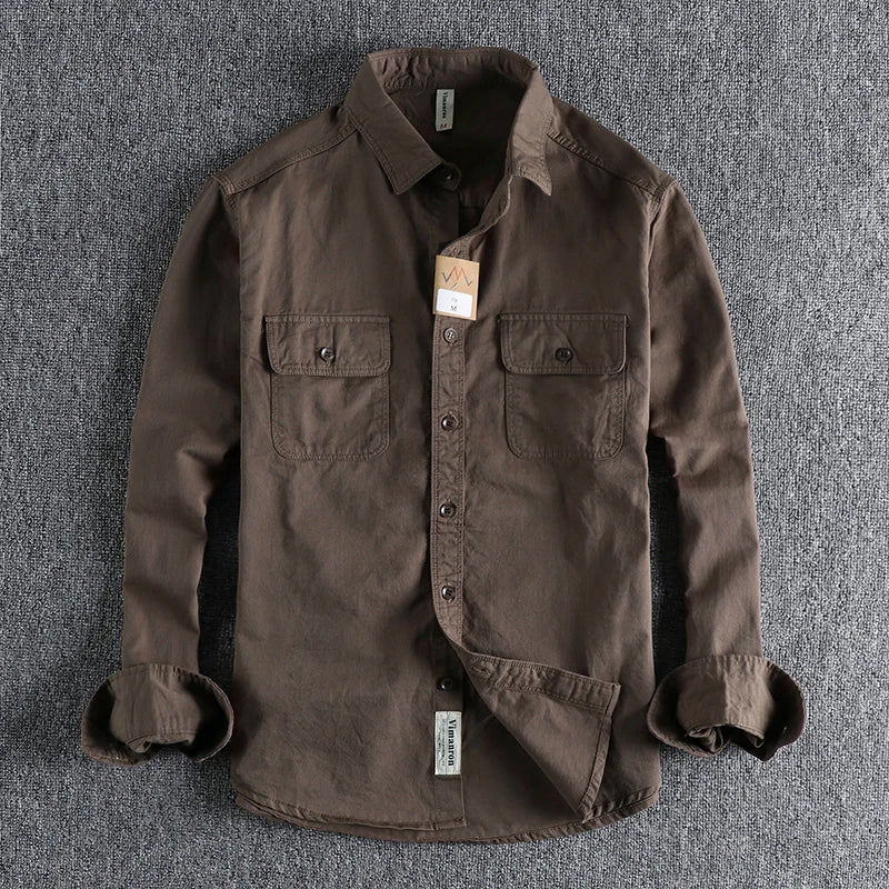 COLOR WAVE - Men's Cotton Casual Shirt - 10 Colors, Long Sleeve, Spring Autumn