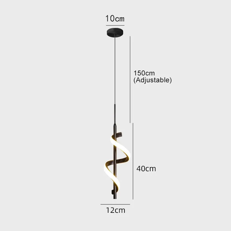 Minimalist Spiral Acrylic Wall Lamp – Black/Gold, 12W