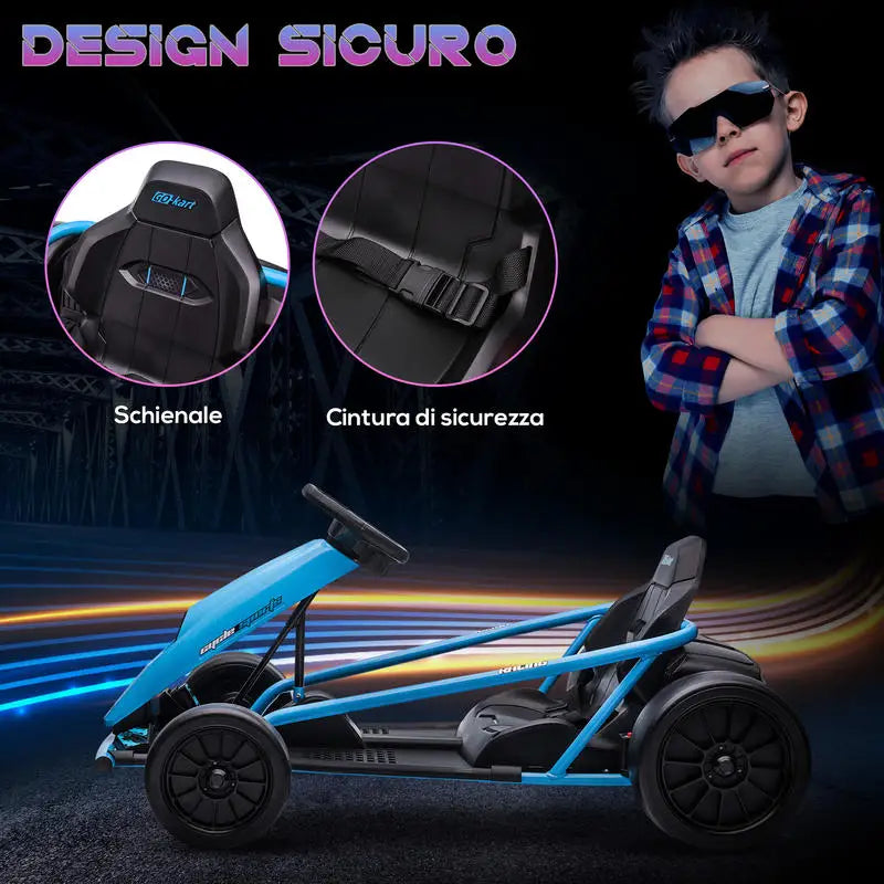 ELECTRIC GO-KART - 8–12 Years, Seat Belt - Kids' Track Fun