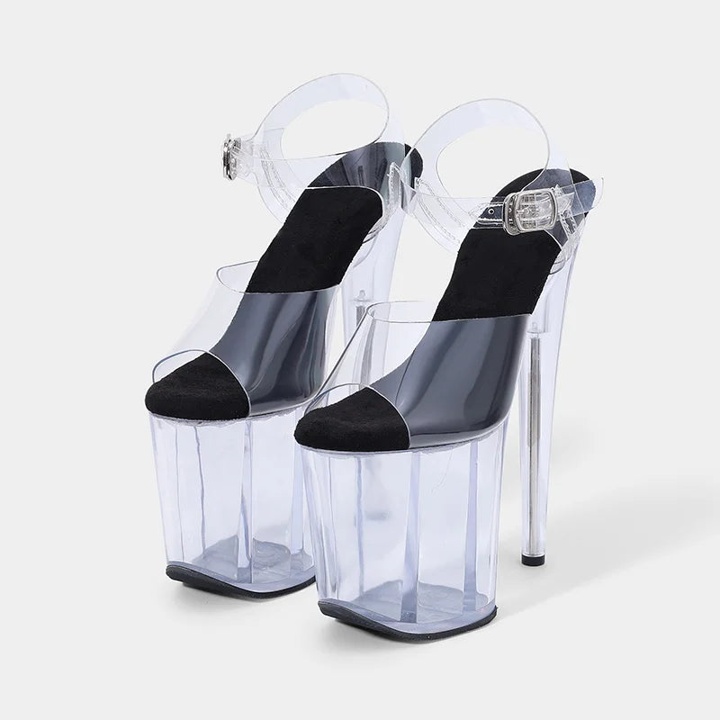 8-inch Sexy Super High Heels Transparent Crystal Wedding Pole Dance Shoes 20CM Stiletto Waterproof Platform Sandals Summer
