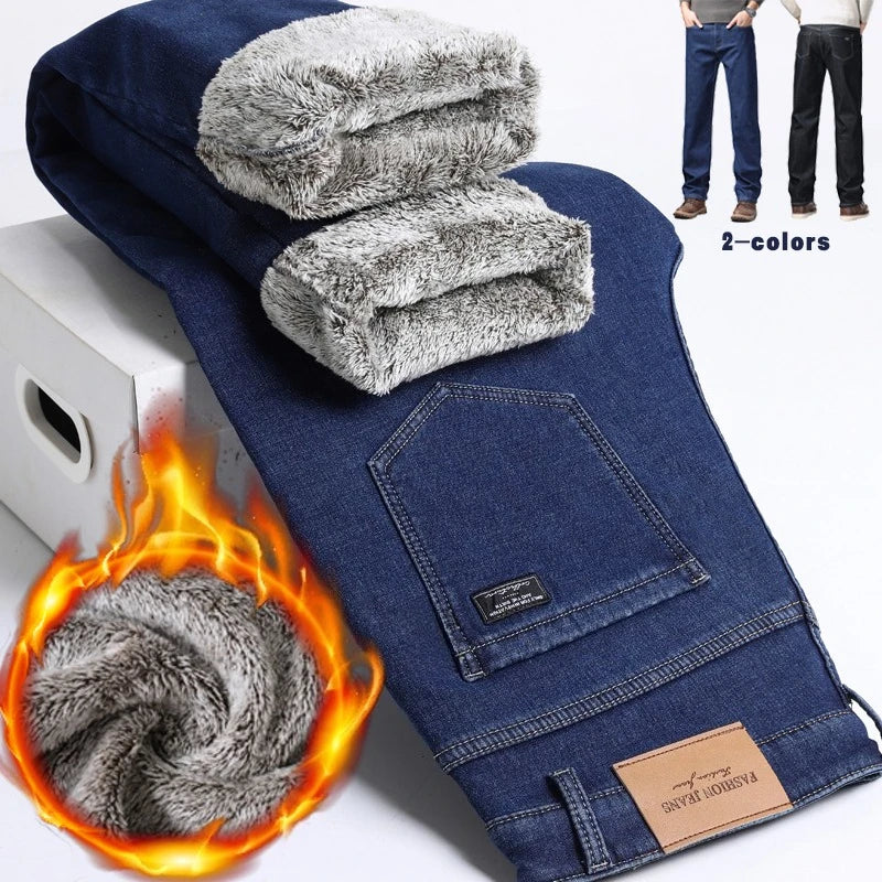 FROST DENIM - Men's Fleece Lined Winter Jeans - Slim Fit, Warm Stretch, Sizes 28-40