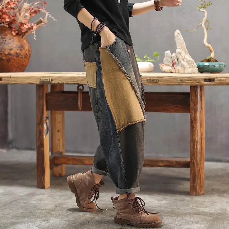 Harajuku Patchwork Wide Leg Harem Jeans