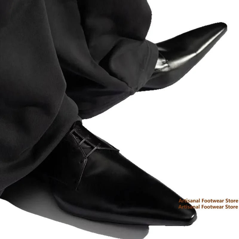 Men's Pointed Toe Derby Shoes - Lace-Up Formal Business Casual